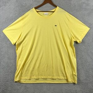 Lacoste Mens Shirt Size 4XLB Yellow Preppy Short Sleeve Crocodile Logo Tee